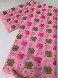 Swiss Voile Lace and Fabric Stones African Nigerian Cotton Lace Embroidery Fabric For Women Wedding Dresses Sewing,2.5Yards 4088