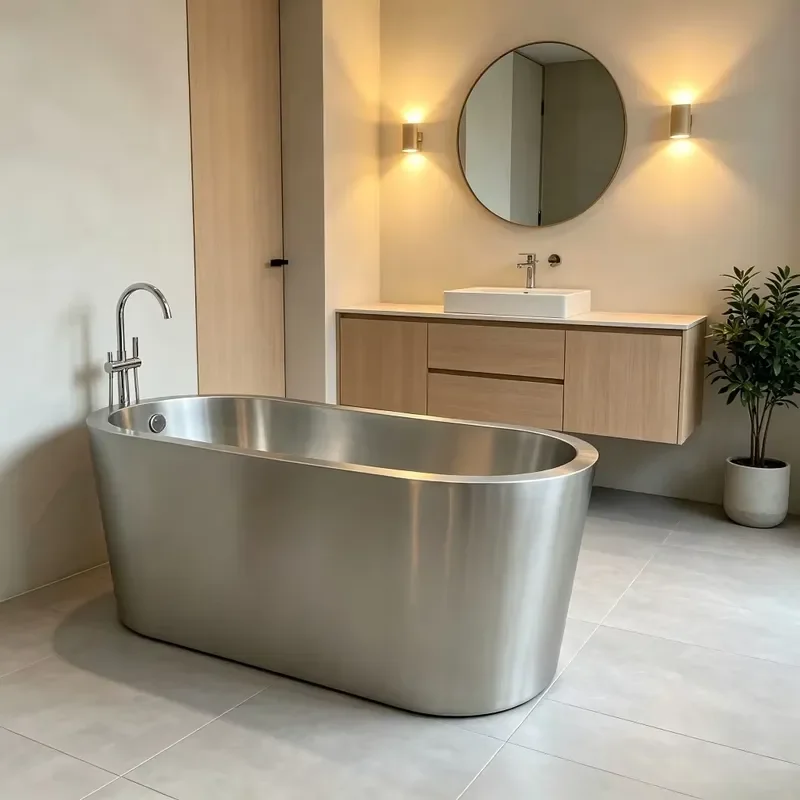 for 304 Stainless Steel Thickened Double Layer Non Slip Bathtub with Integrated Drainage Installation Free Design