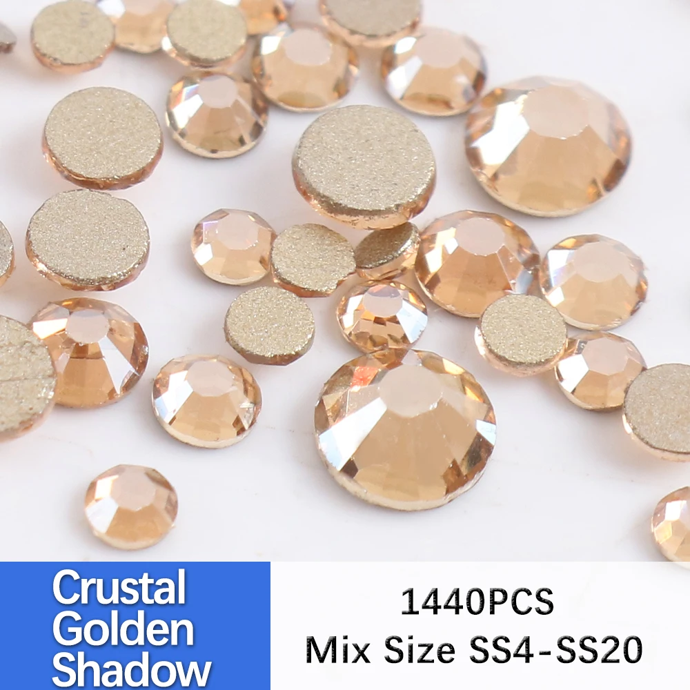 SS4-SS20 Mix Size Clear Crystal Non Hot Fix Gold Flat Back Rhinestones Decorations DIY Glitter Stones 3D Nail Art Accessories