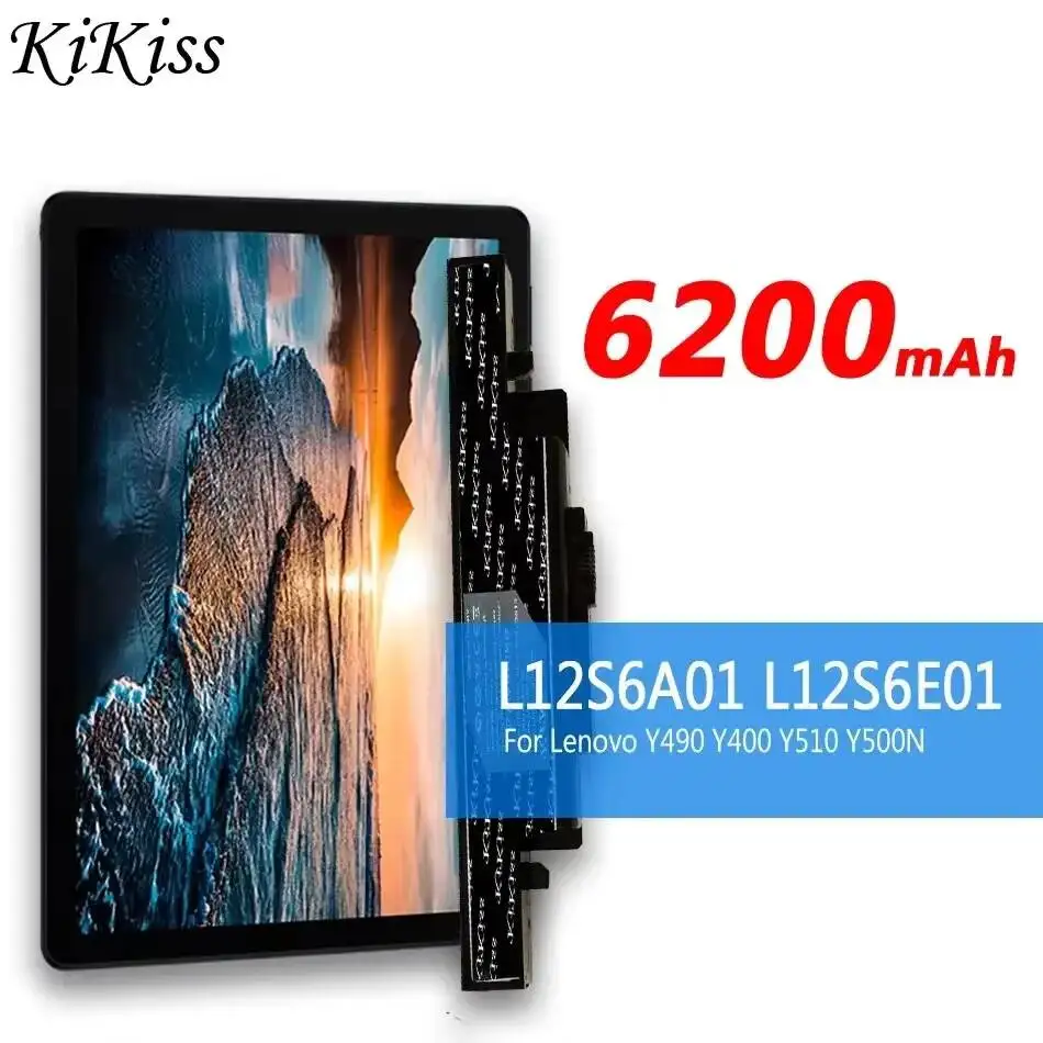 

High Capacity L12S6A01 L12S6E01 For Lenovo Ideapad Y Y400 Y410P Y430P Y490 Y500 Y510P 6200mAh Laptop Battery