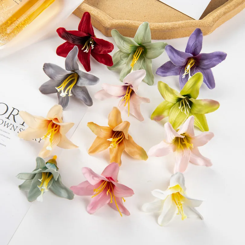 

Silk Lily Artificial Flowers Craft for Scrapbook Diy Candy Box Wedding Party Garden Home decoration Christmas Wreath Hot sales