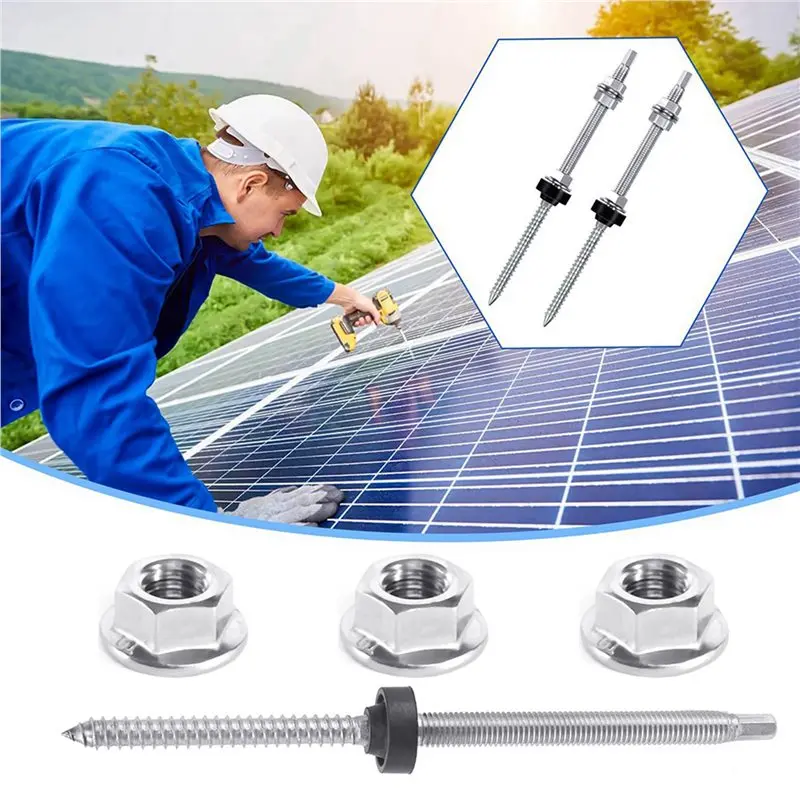 【البيع الساخن!】مسامير شماعات، M10 X 250 مم، مجمعة مسبقًا، V2A، قابلة للتعديل، لأسطح التركيب بالطاقة الشمسية الكهروضوئية، مجموعة من 8 قطع #2