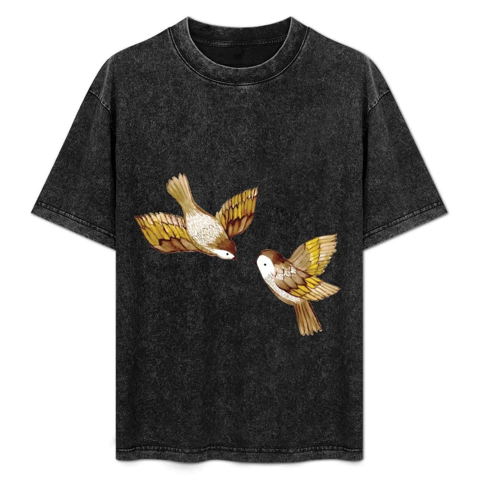 

Two Birds in Flight on Fawn Caramel Brown T-Shirt shirts graphic tee animal prinfor boys men t shirt