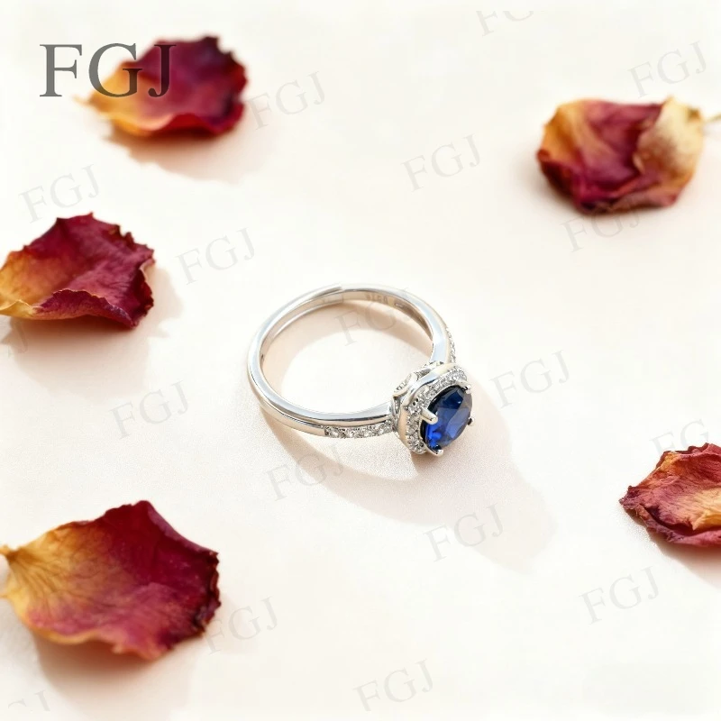 

3 Styles Custom Ring Sapphire Padparadscha Round Cut 6.5mm VVS1 S925 White Yellow Gold Plated For Christmas Party Jewelry Gifts