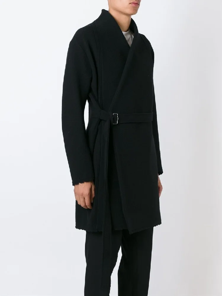 

Men's Woolen Coat New Autumn And Winter Classic Simple Chinese Dark Slim Medium Length Plus Size Coat