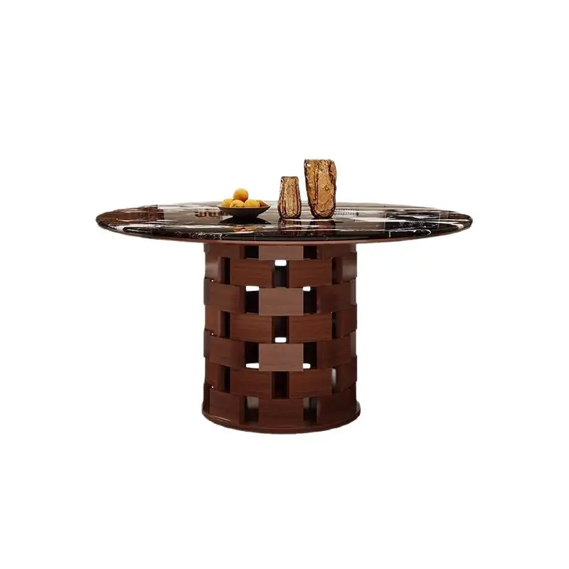 

Le Shu French antique black marble round table dining table