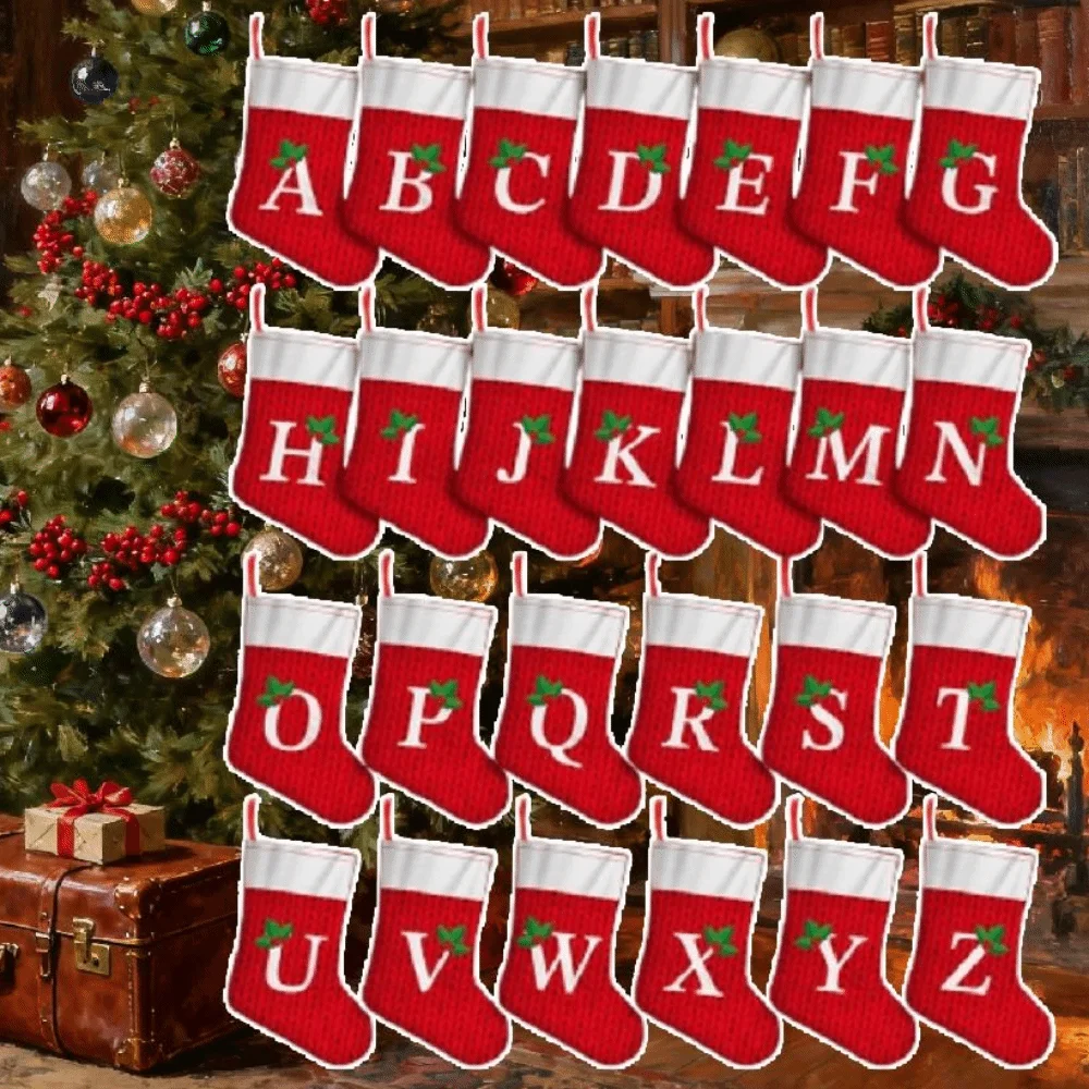 

Multifunctional A-Z Christmas Alphabet Socks Cute Creativity Xmas Tree Ornament Pendant Hangable Red Letter Socks New Year