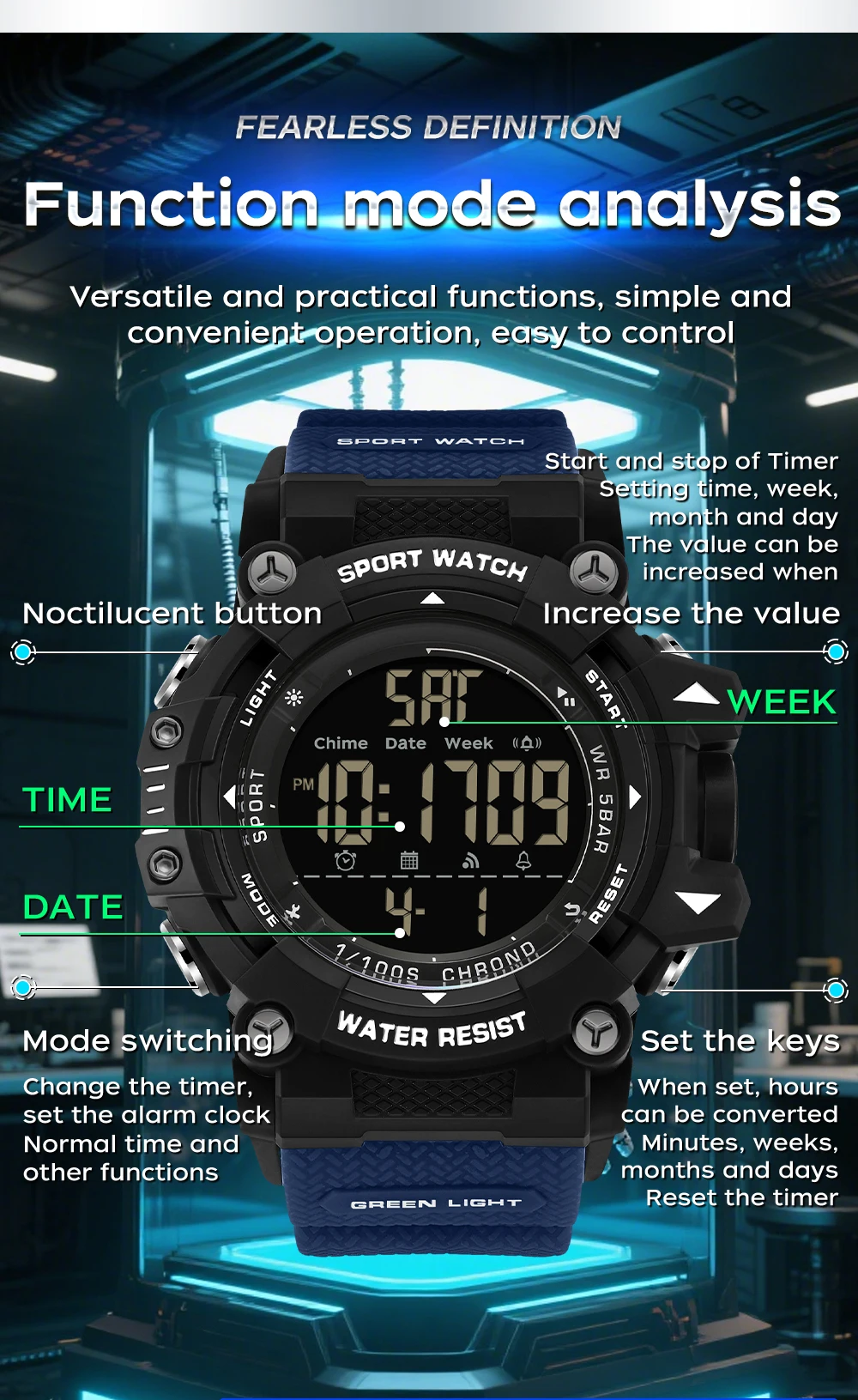 SANDA Men Outdoor Sports Watch Waterproof LED Analog Digital Show Multifunction Big Dial Electronic Wristwatch G style Male Cloc