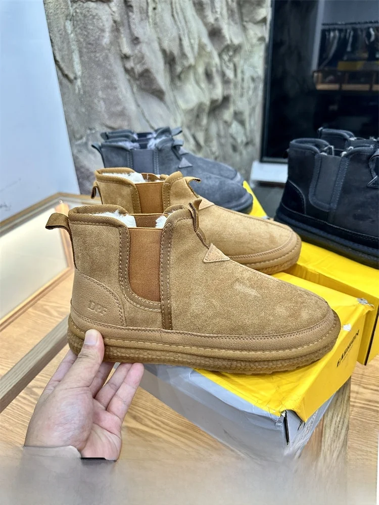 

Thickened Integrated Fleece Snow Boots Autumn Winter Warm Cotton Boots Thick Bottom Warmth UK Style Short Tube Booties