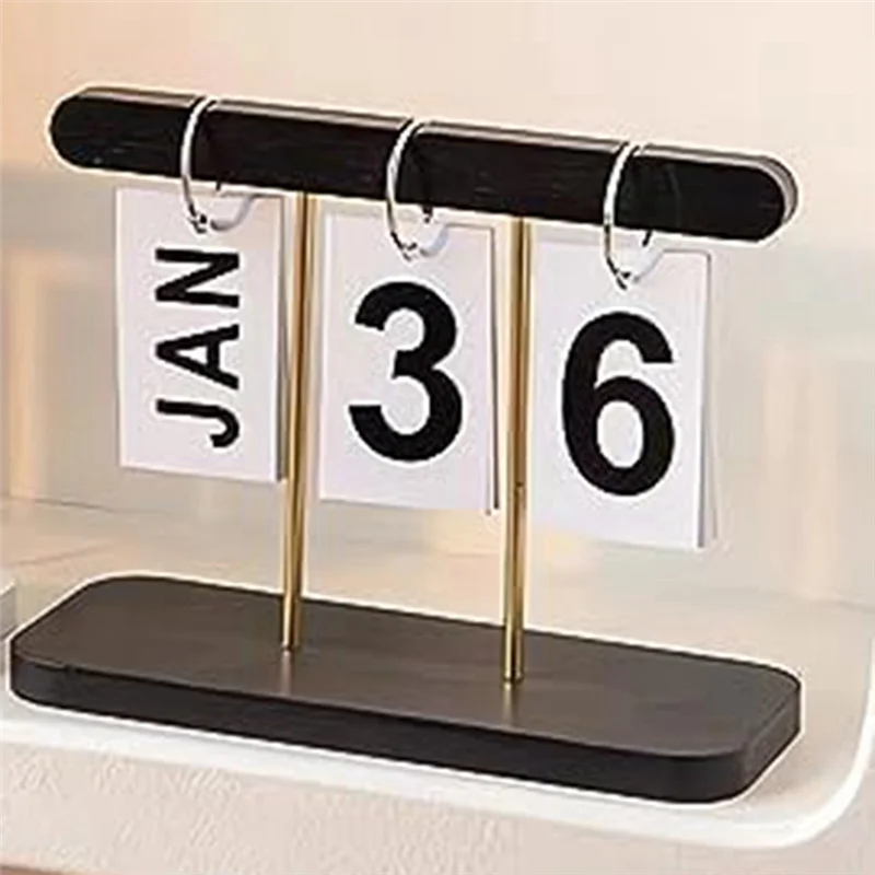 Calendario perpetuo con tapa diaria para escritorio, decoración de escritorio de oficina reutilizable, accesorios para el hogar, accesorios de fotografía, duradero, negro