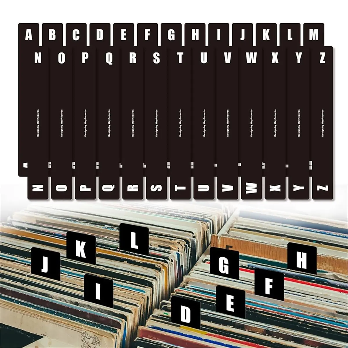 Best of 2026 26 Pcs/Set Record Dividers A-Z Alphabet Dividers Black Vinyl Record Separator for Album CD DVD Bookshelf Organizer