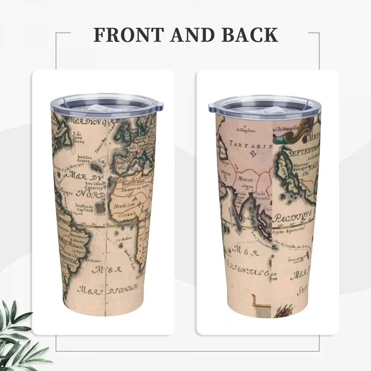 Old World Map 1714 Stainless Steel Tumbler Country Map Driving Mugs Cup Coffee Mug Leakproof Hot Drinks Milk Tea Water Bottle