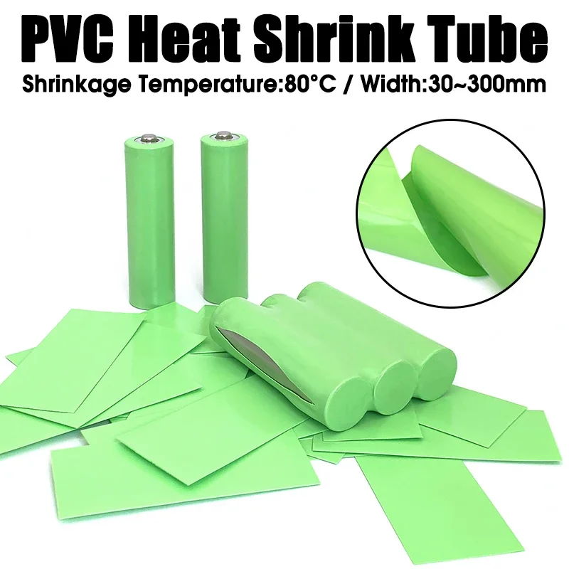 1M~10M Width 24mm~205mm 18650 Lipo Battery PVC Heat Shrink Tube Pack Insulated Film Wrap Lithium Case Cable Sleeve Fruit Green