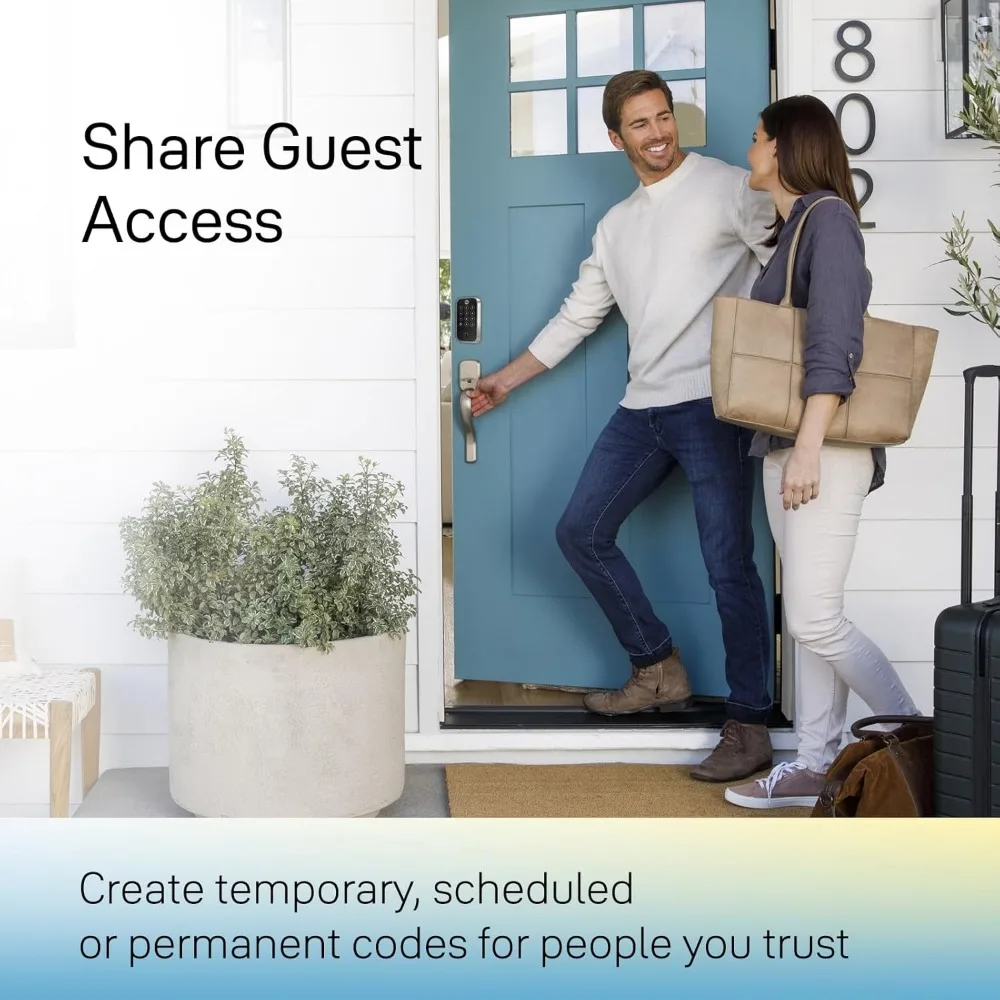 Assure Lock 2 Touch Deadbolt, Satin Nickel Key-Free Smart Entry Door Lock with Bluetooth Connected Keypad and Fingerprint Scann