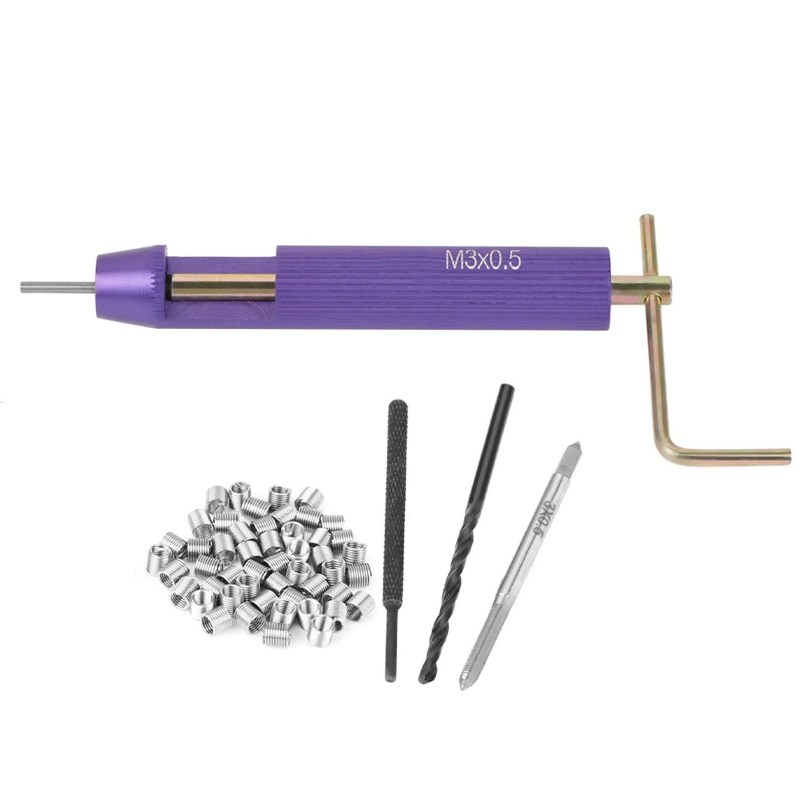 50pcs/Set Thread Repair Insert Stainless Steel Coiled Wire Helical Screw Thread Inserts M3 x 2D