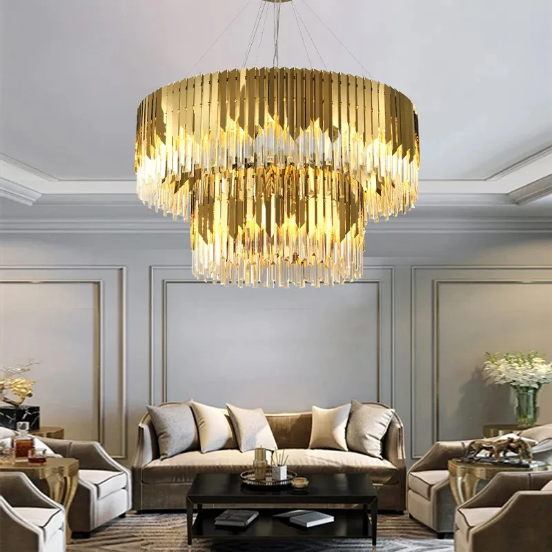 

BUYBAY Gold Luxury Pendant Lights Lustres Remote Control Dimmable LED Hanging Lamps for Ceiling Home Decor for Living Room