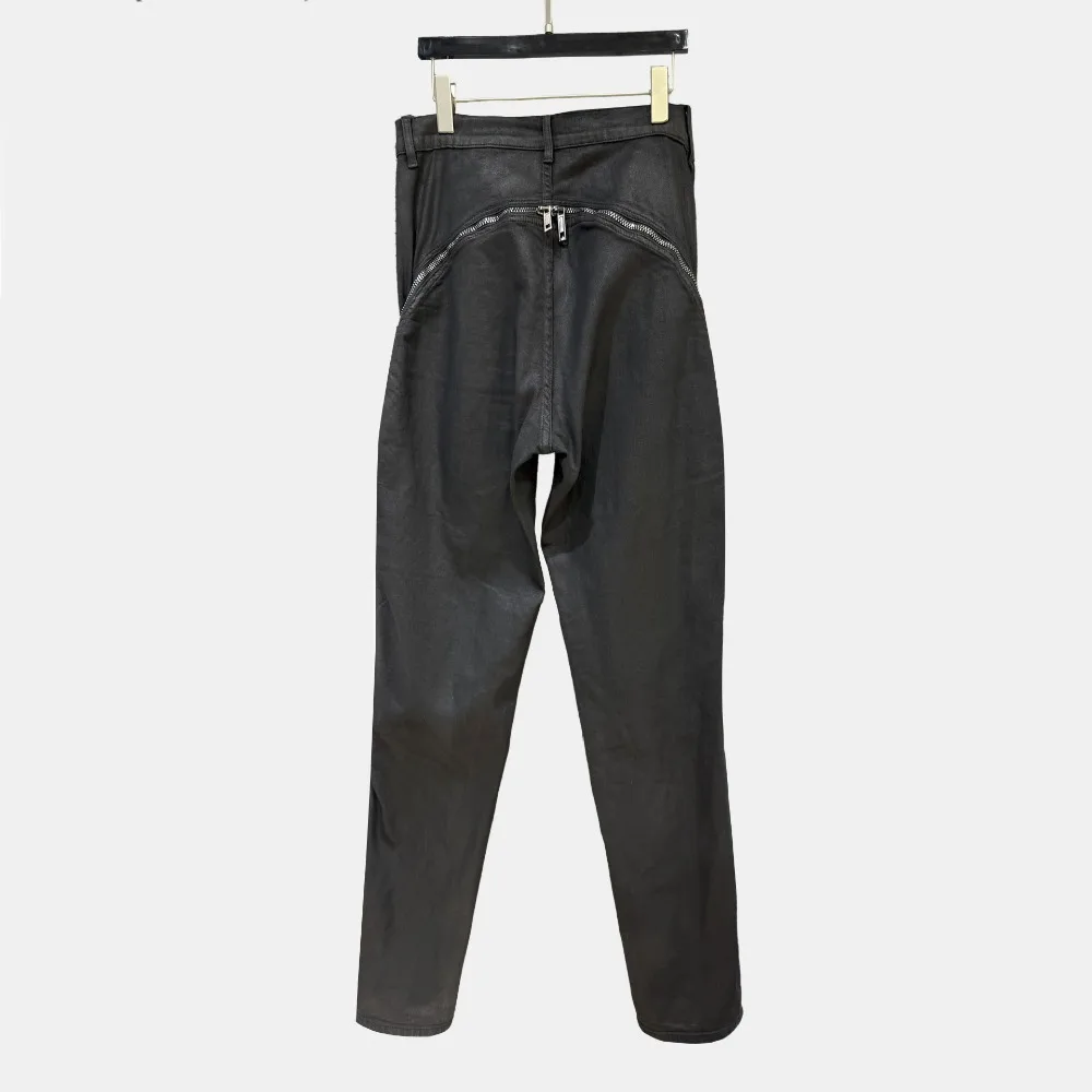 High Street Ro Dark Style Pants Men's Zippered Small Leg Look Slim Personalized Street Style Runway Streetwear Pants