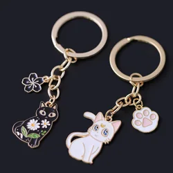 Lovely Cat Keychain For Women Colorful Enamel Key Chain Car Accessory Bag Pendant Friends Gifts Fashion Jewelry