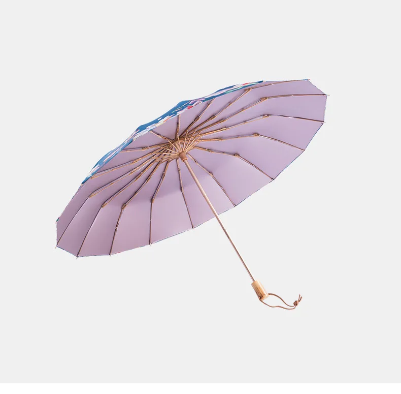 مظلة قوية معززة يدوية ثلاثية الطيات ، مظلة قابلة للطي مقاومة للرياح ، حماية كبيرة من الشمس ، عظام ، 1 16 #2