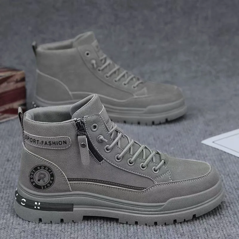 Men Retro High Top Work Boots Autumn Wear-resistant Hiking Climbing Shoes Outdoor No Slip Damping Men Ankle Boots Sneakers Botas - view 3
