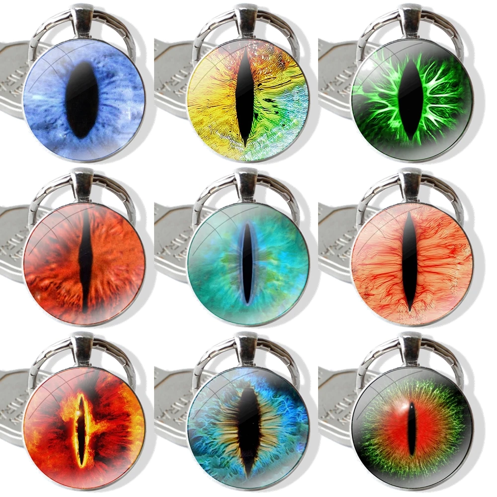 New Glass eyes cabochons In Pairs Keychain Handmade Glass Cabochon Key Ring Holder Pendant Key Chains