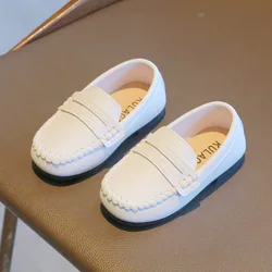 Children Soft PU Leather Shoes 2024 Spring Autumn Kids Oxfords Boys Shoes Slip-on Loafers Brown, White, Black