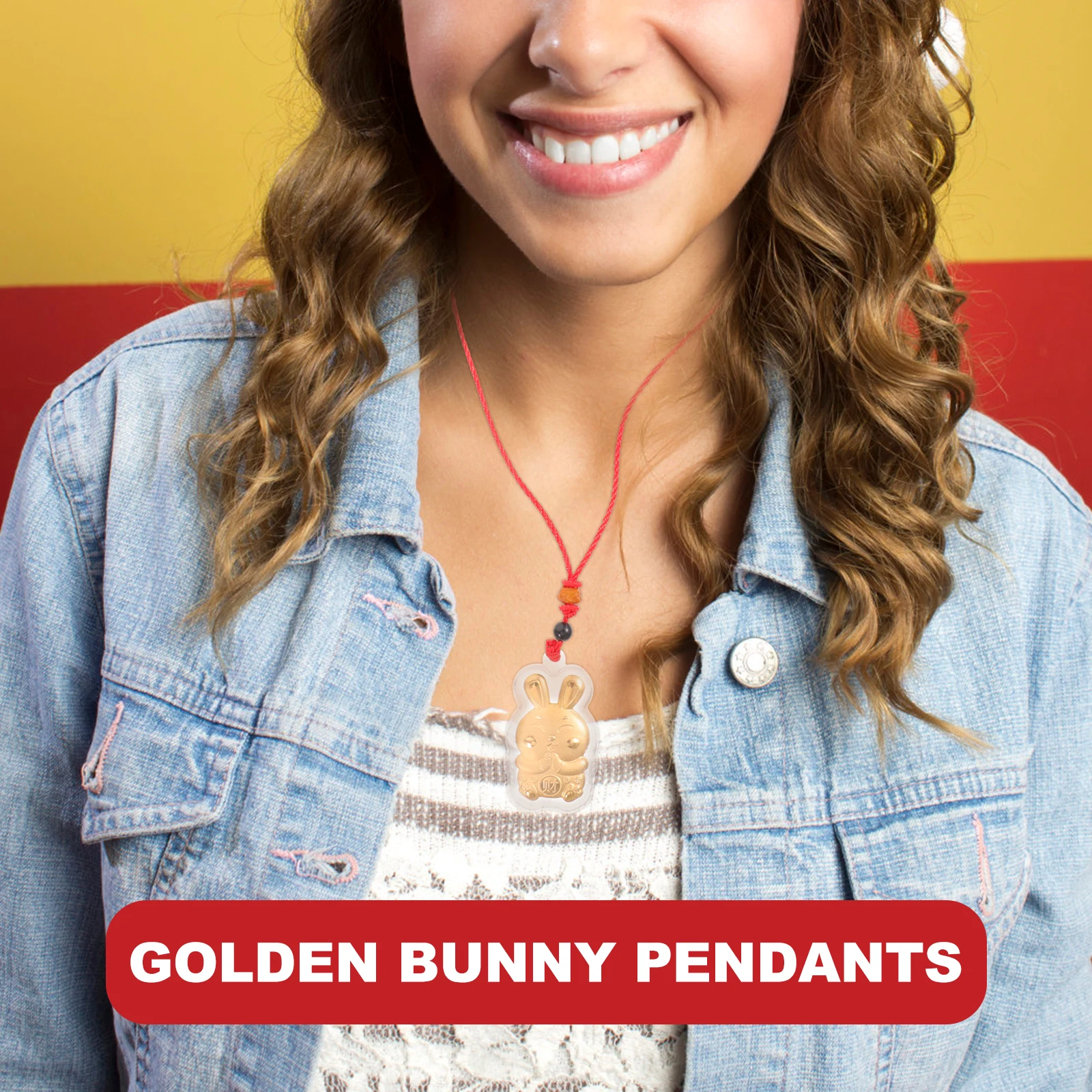 

10 Sets Gold Foil Rabbit Pendant New Chinese-style Necklace Bunny Decorate Year Crafts Golden Pendants Woman