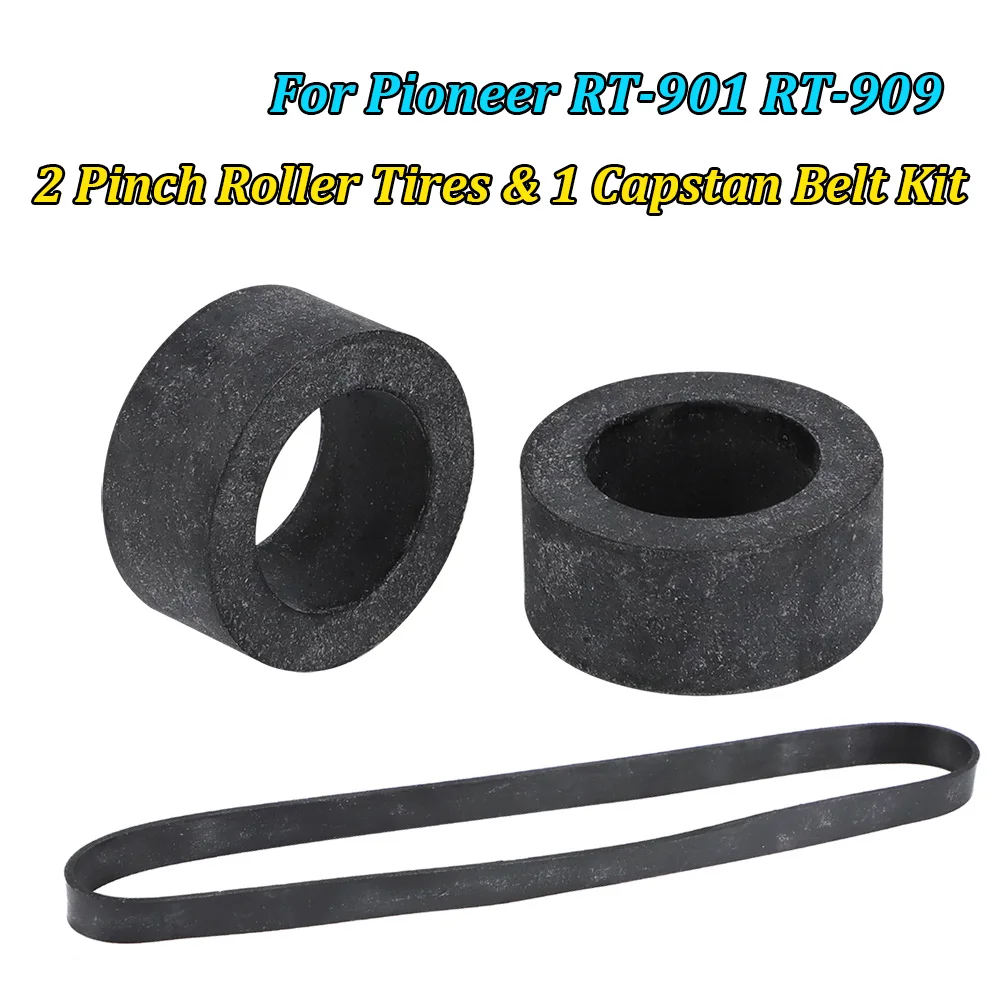 2 PINCH ROLLER TIRES & 1 CAPSTAN BELT KIT Rubber For PIONEER RT-909 RT-901 REEL TO REEL