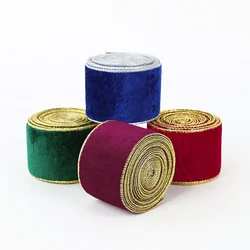 DIY 활 선물용 크리스마스 벨벳 레드 리본, 크리스마스 트리 장식, Navidad 장식, 수제 나탈 공예, 새해 장식, 2m/롤