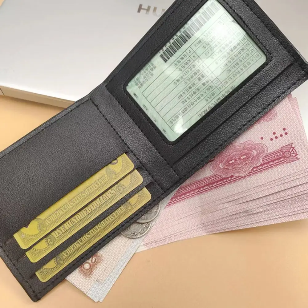 

Solid Color Men's Short Wallet Elegant Multi-position Thin ID Credit Card Holder Simple Korean Style PU Leather Purse Daily