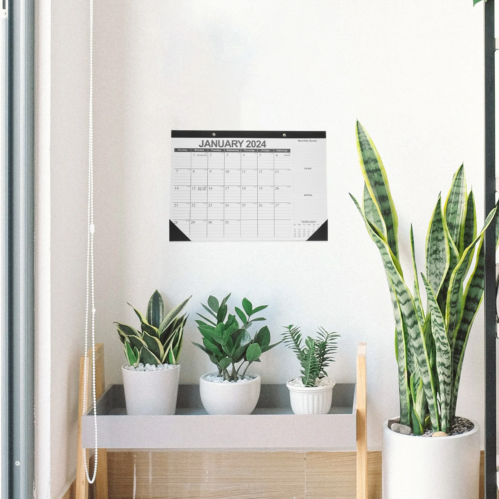 

2024-2025 Wall Calendar English Monthly Hanging Calendar with Blank Notes Space for Date Tracking Home Office Organization Tool
