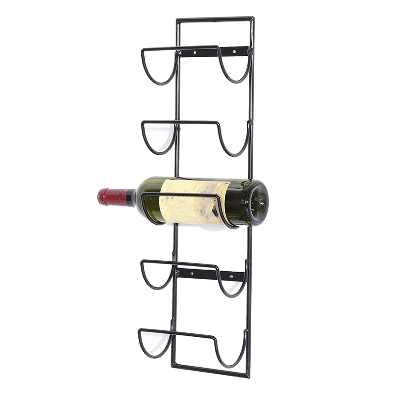 5 Bottle Iron Wall Wine Holder Simple Hanging Wine Rack Storage Holder Shelf Bar Kitchen Rack Bottle Display Stand