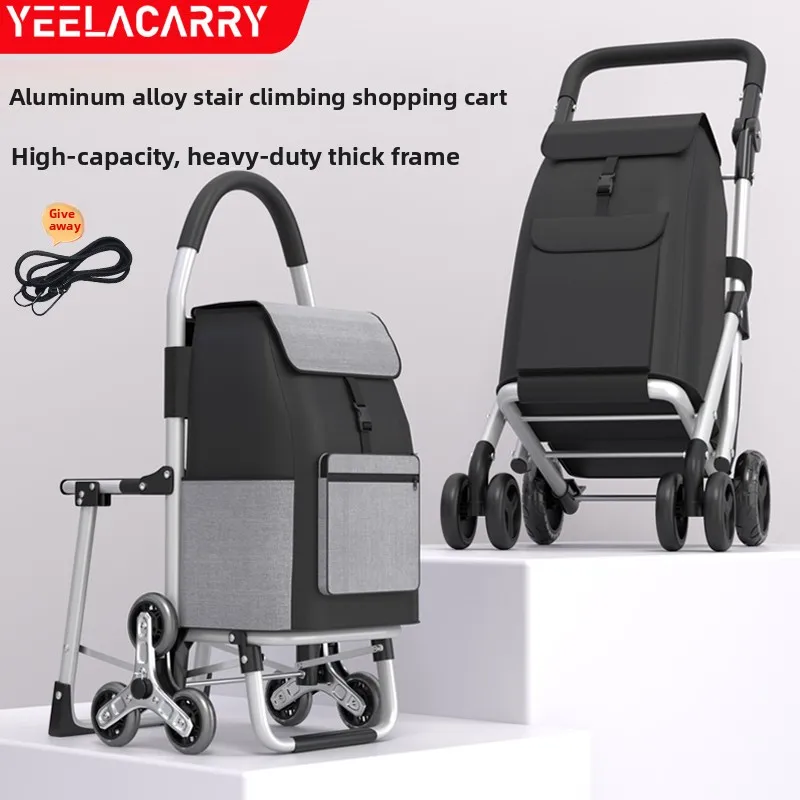 

Складная тележка для покупок с колесами для подъема по лестнице, легкая и портативная тележка-вагон для продуктов, многофункциональная ручная тележка