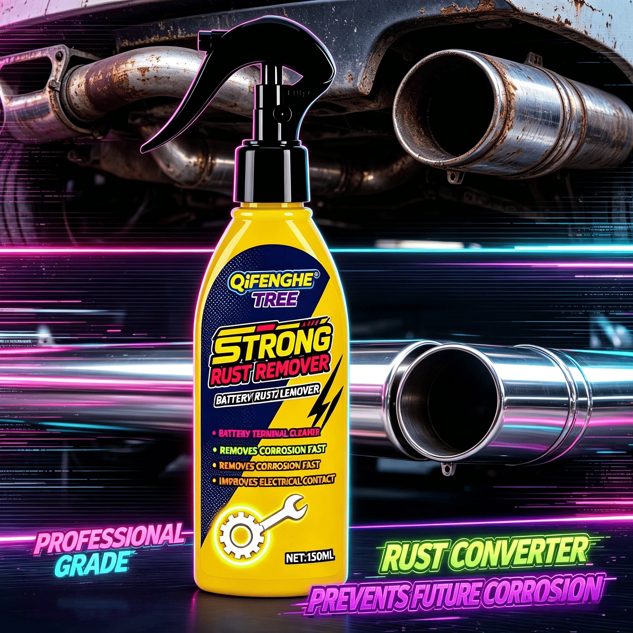 QiFENGHE® Strong Rust Remover All-purpose Rust Dissolver for Car Motorcycle RV Boat Metal Bike Tools 150ML