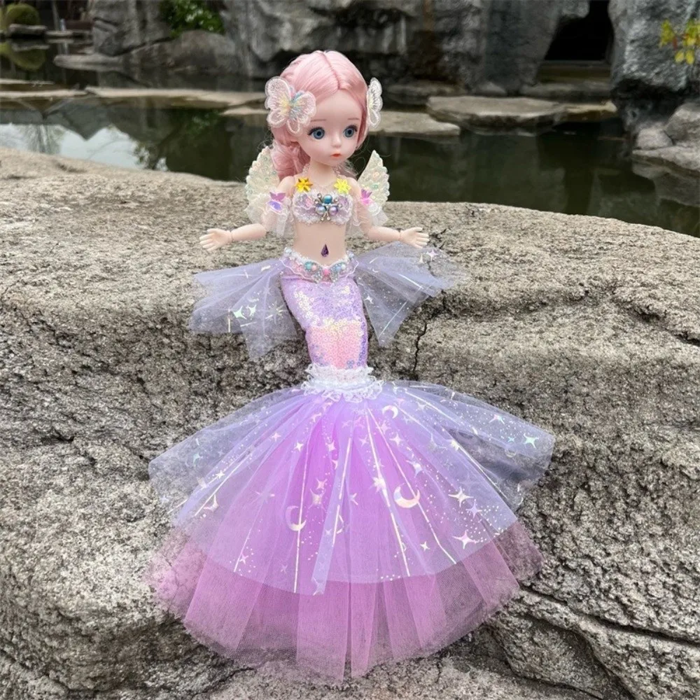 Sparkly Sequin Mermaid Princess Doll Vibrant Colors Mermaid Tail Design Fashion Doll Princess Dress Up Tulle Skirt