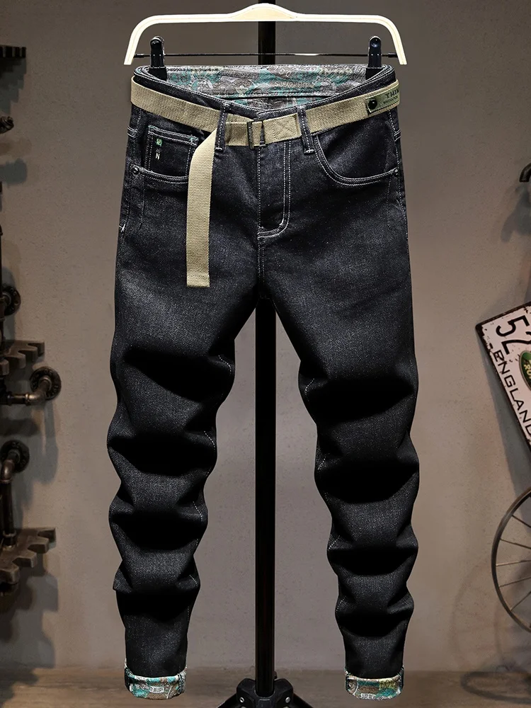 

Мужские эластичные джинсы Bla, весна-осень 2025, новая корейская версия, облегающие прямые брюки, модные универсальные длинные штаны