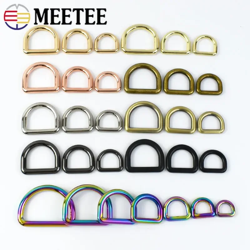 5Pcs Meetee 10-50mm Metal O D Ring Buckles Bags Strap Hook Belt Buckle Dog Collar Webbing Clasp DIY Connection Rings Accessories