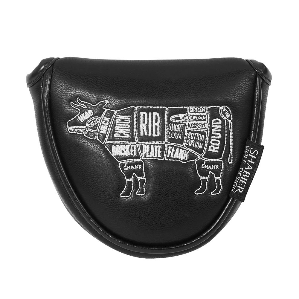 Black PU Leather Magnetic Closure BBQ Design Golf Mallet Putter Headcover Covers