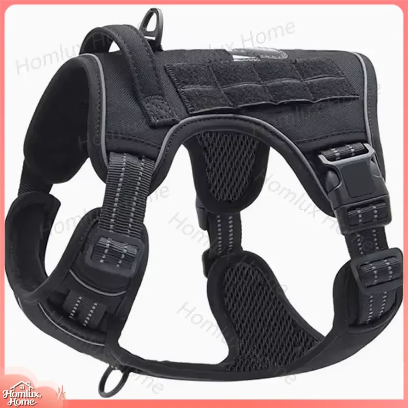 Large Dog Tactical Harness Heavy Duty Oxford Cloth Vest with Handle Adjustable No Pull Pet Leash for Outdoor Training Walking