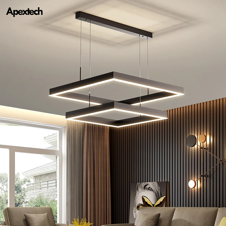 

Layers Square LED Pendant Light Aluminum Ceiling Hanging Lamp Living Room Pendant Lights Kitchen Luminaires Home Decor Lighting