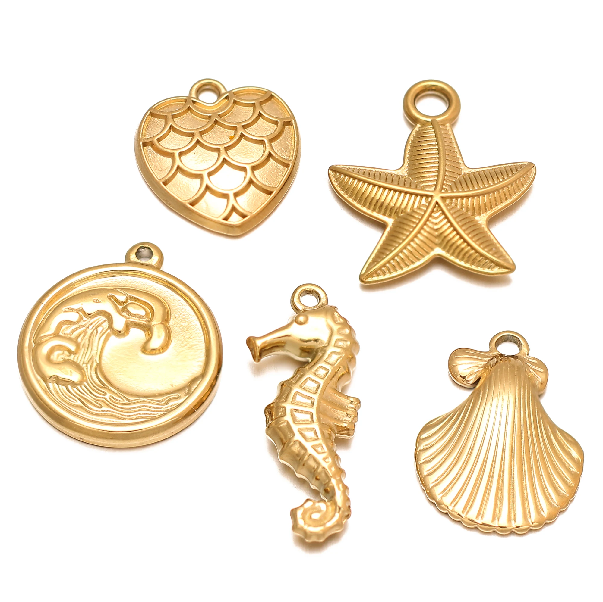 3 Teile/los Marine Anhänger Edelstahl Ruder Helm/Herz/Seestern/Muschel/Meeresschildkröte Charms DIY Halskette armband Schmuck Machen – Detail 11