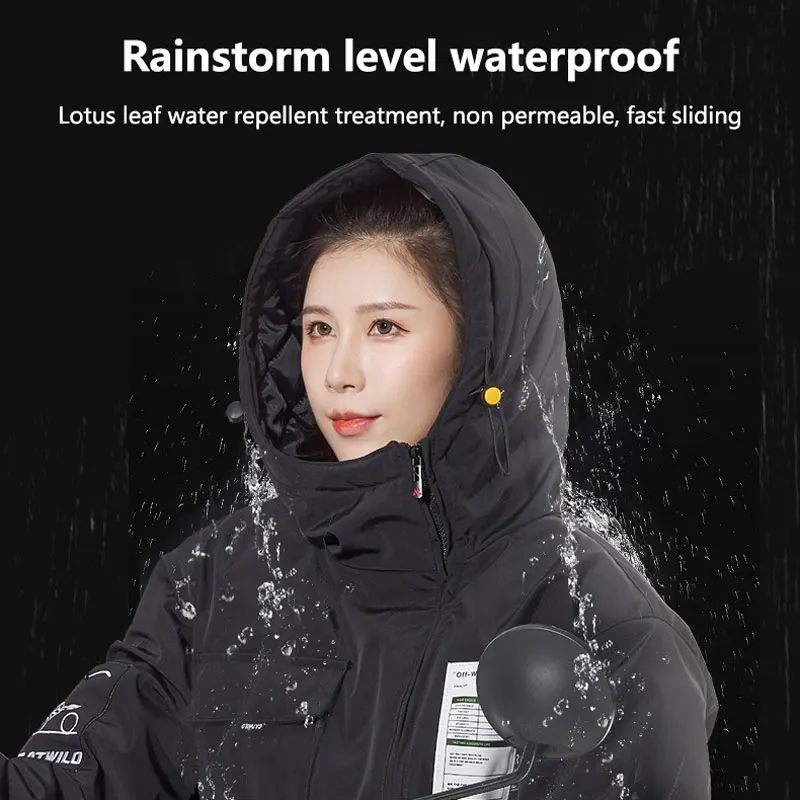 ขี่ Coldproof เสื้อผ้ารถจักรยานยนต์ไฟฟ้ากระจกผ้านวมกํามะหยี่ซิปด้านหลังฤดูหนาว Moto Rider All-in-one เสื้อผ้า