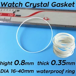 1PC White Watch Crystal Gasket 0.8mm Height 0.35mm Thick Waterproof Front Watch Glass I Ring 16mm-40mm Inner Diameter