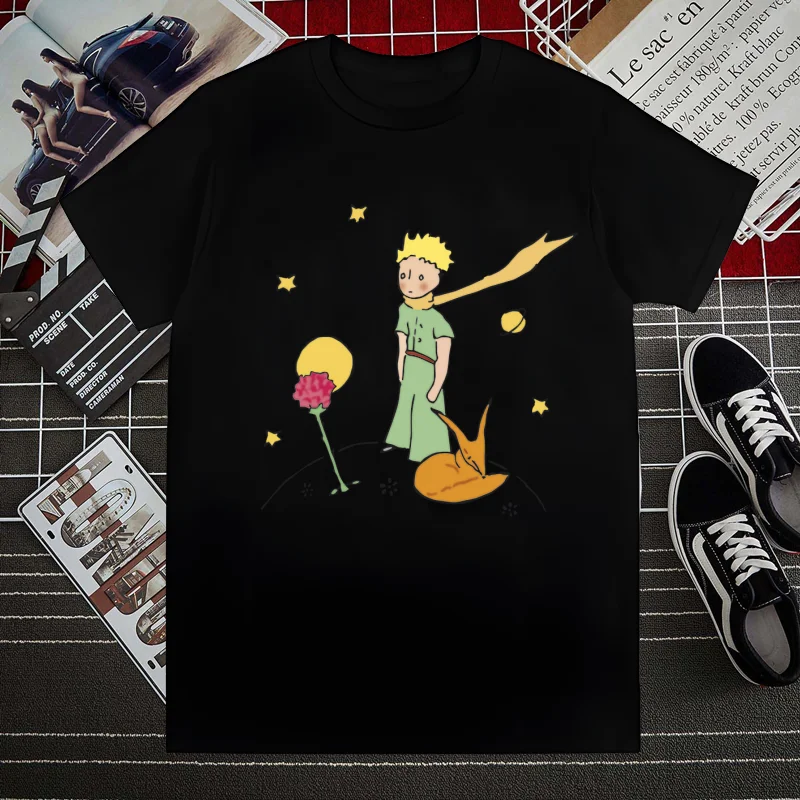 

Рубашка «Маленький принц», новинка, забавная винтажная мужская футболка с круглым вырезом, женская футболка с юмором, подарок, уличная одежда с юмором