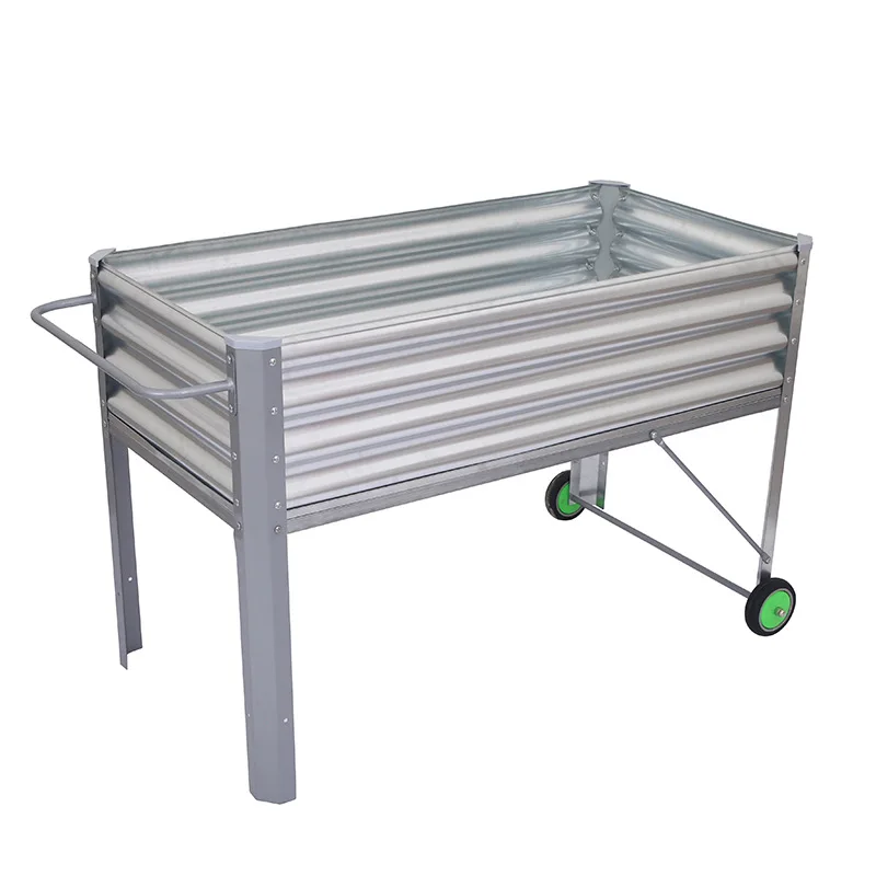 

Outdoor metal garden bed tall planting box square elevated flower pot gardening flower bed movable vegetable bed