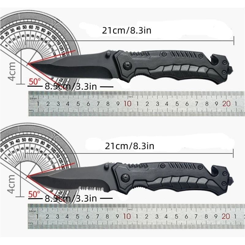 Portable Outdoor Folding Knife - Multi-Function with Glass Breaker, High Hardness Camping Knife, ABS Handle Fruit Knife