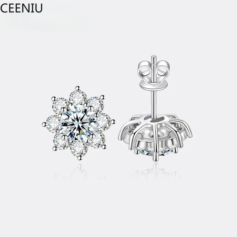 0.3-1CT Moissanite Earrings for Women S925 Pure Silver Snowflake Simulation Diamond Earrings Wedding High-end Jewelry