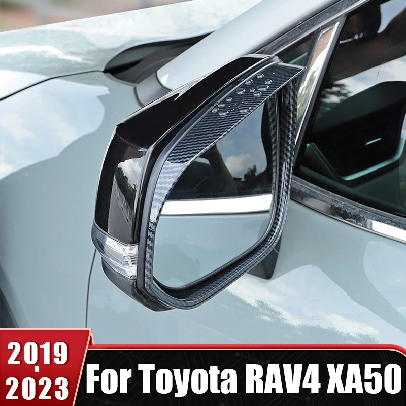 

Rearview Mirror Eyebrow Rainproof Frame Cover Sticker Trim For Toyota RAV4 XA50 2019 2020 2021 2022 2023 2024 Car Accessories