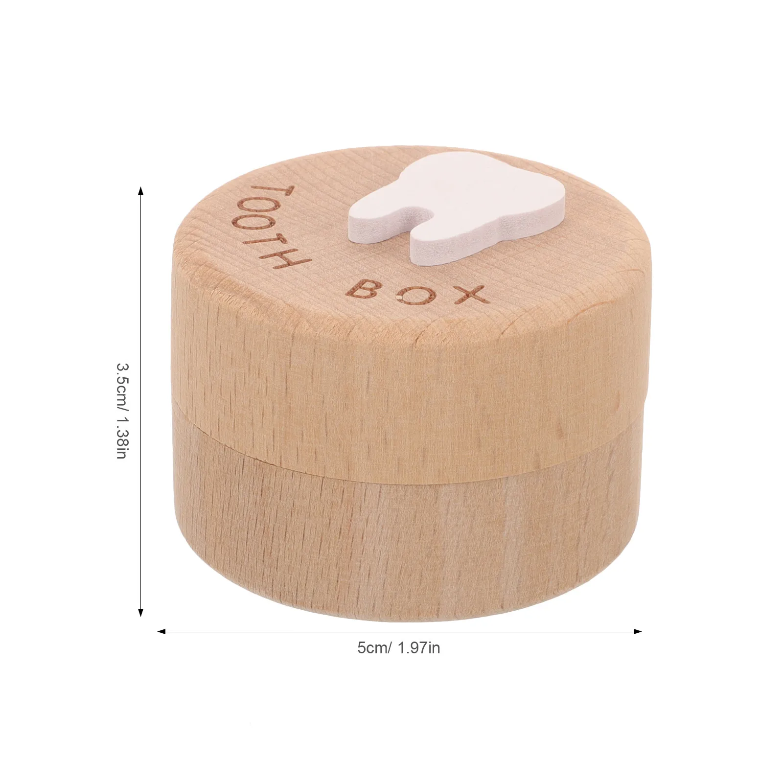 Wooden Baby Tooth Box Cartoon Design Teeth Storage Case with Individual Compartments Hygienic Cover for Infant Toddler Keepsake