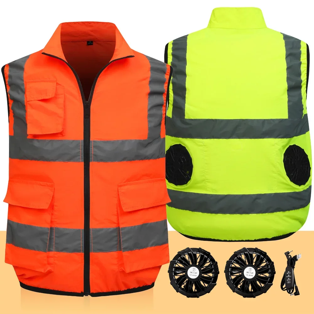 

Summer Worker Cooling Vest Men Fan Vest Air Conditioning Clothes Luminous Fan Work Clothes Usb Fan Jacket Body Cooling Clothes